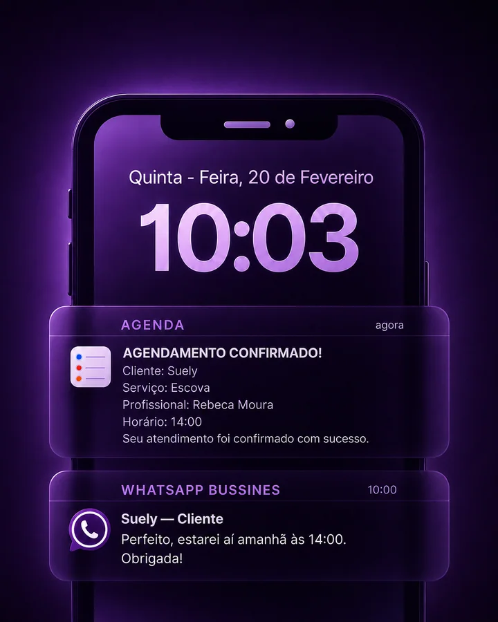 Agendamento confirmado e atendimento organizado no celular